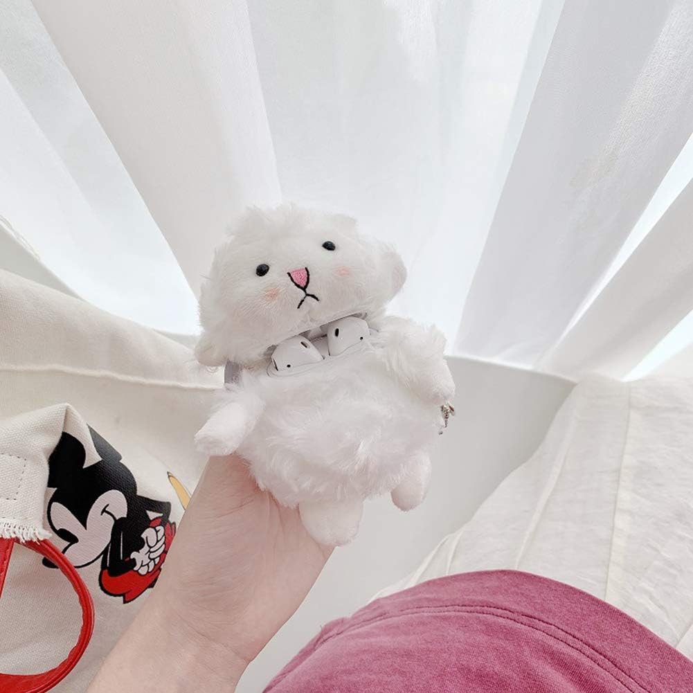 Furry Case for AirPods Pro 3rd Generation Funny Cute 3D Cartoon Plush Design Soft Warm Fluffy AirPod Pro 3 Cover with Keychain Kawaii Anti-Fall Protective Case Women Girls(Sheep) image 3