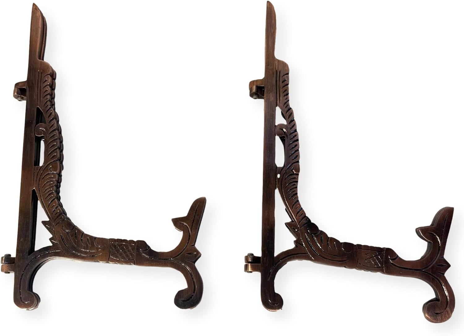 Thorness Pair of Large 10 inch Metal Easel Antique Copper Finish | Plate holder | Display stand | Metal Frame Holders for Photo Pictures Decorative Plate Dish | 25cm (H) x 15cm (Deep)