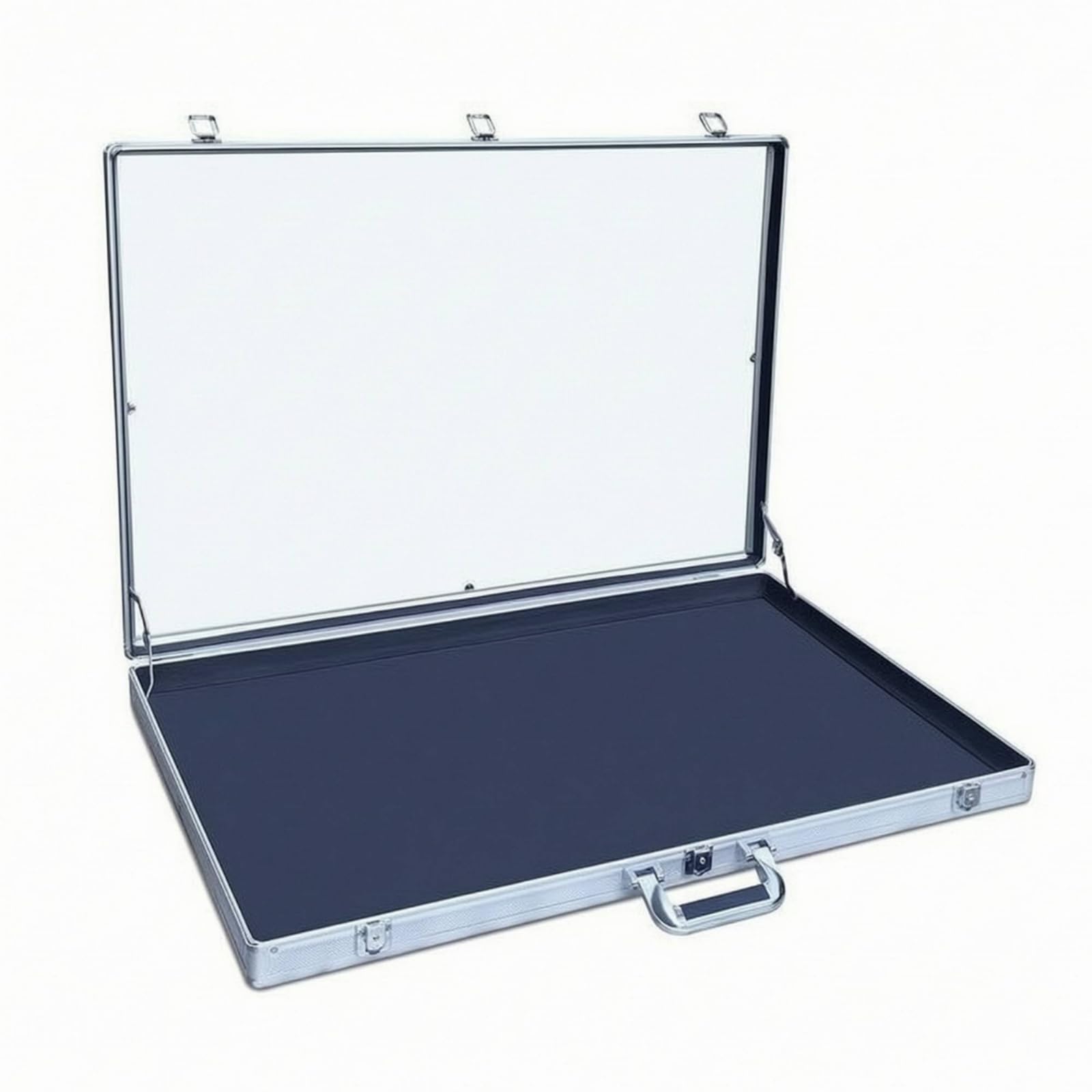 Gralara Caja Expositora Portátil Rígido Maletín Aluminio Seguro Expositor para Ferias Comerciales, 91.5 63.5 10.5, Plateado