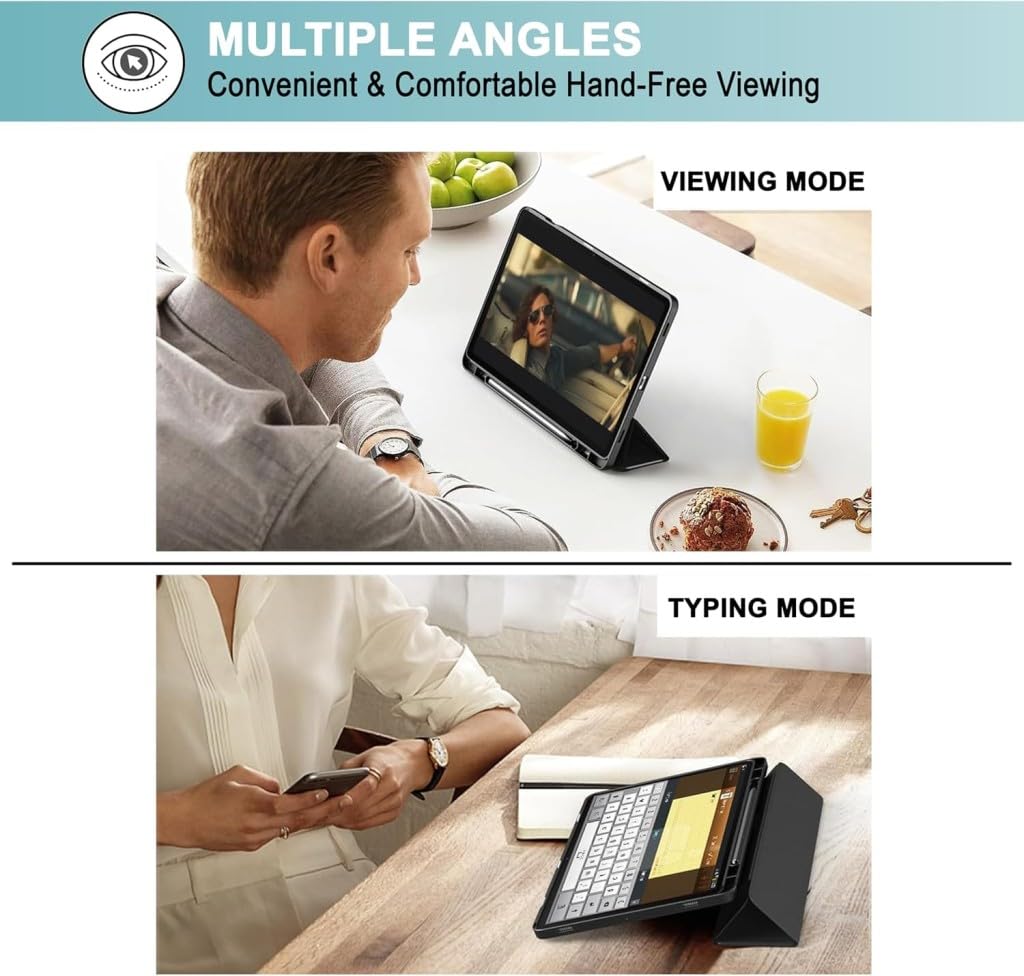 UnDePlus Lenovo için Idea Tab Pro 12.7İNÇ TB-370FU/TB371FC Uyumlu ile uyumlu Kılıf Kalem Bölmeli Smart Case Siyah