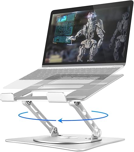 Soporte ajustable para computadora con base giratoria de 360°, elevador ergonómico plegable para computadora de escritorio, soporte de computadora