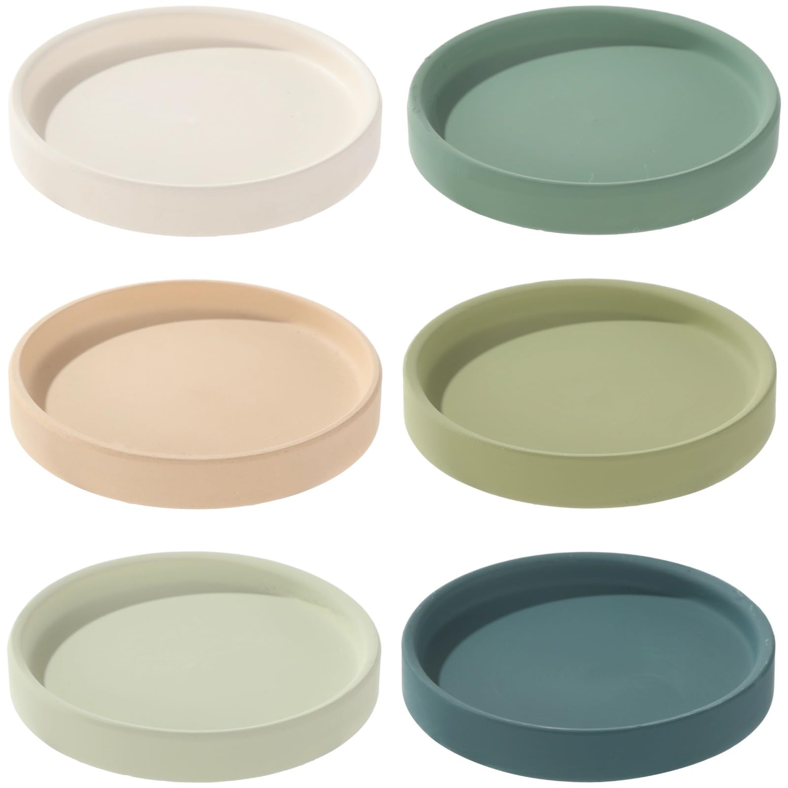6 szt. ceramicznych podkładek na rośliny, nowoczesne, okrągłe tacki ociekowe do doniczek wewnętrznych, matowa powierzchnia, podkładki pod doniczki do domu, biura, na parapet i dekorację stołu, do
