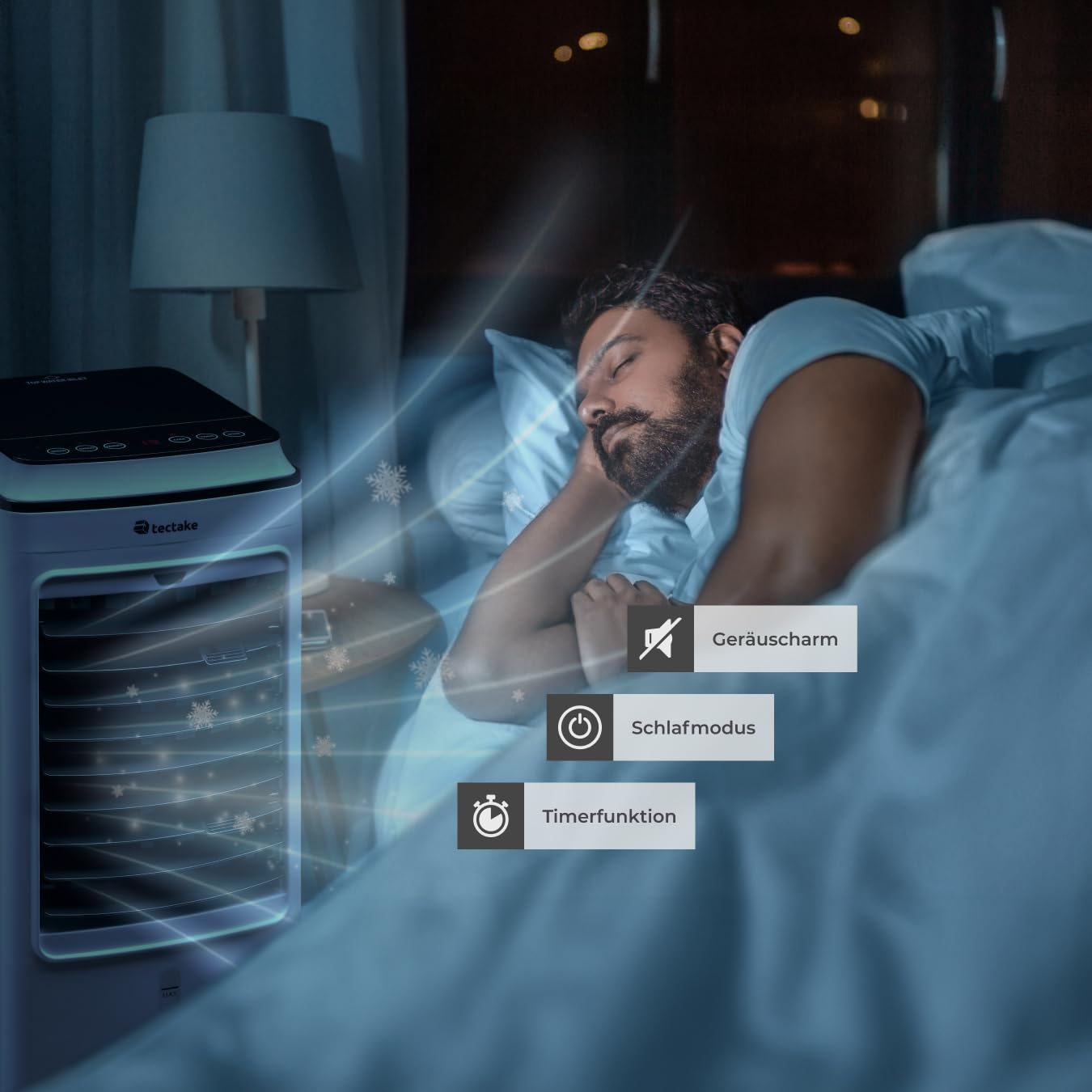 tectake® Mobiles Klimagerät 3in1, Ventilator, Air Conditioner ohne Abluftschlauch, mobiler Luftkühler mit Fernbedienung und Timer, portable Kühlung und Luftbefeuchter für Schlafzimmer oder Büro