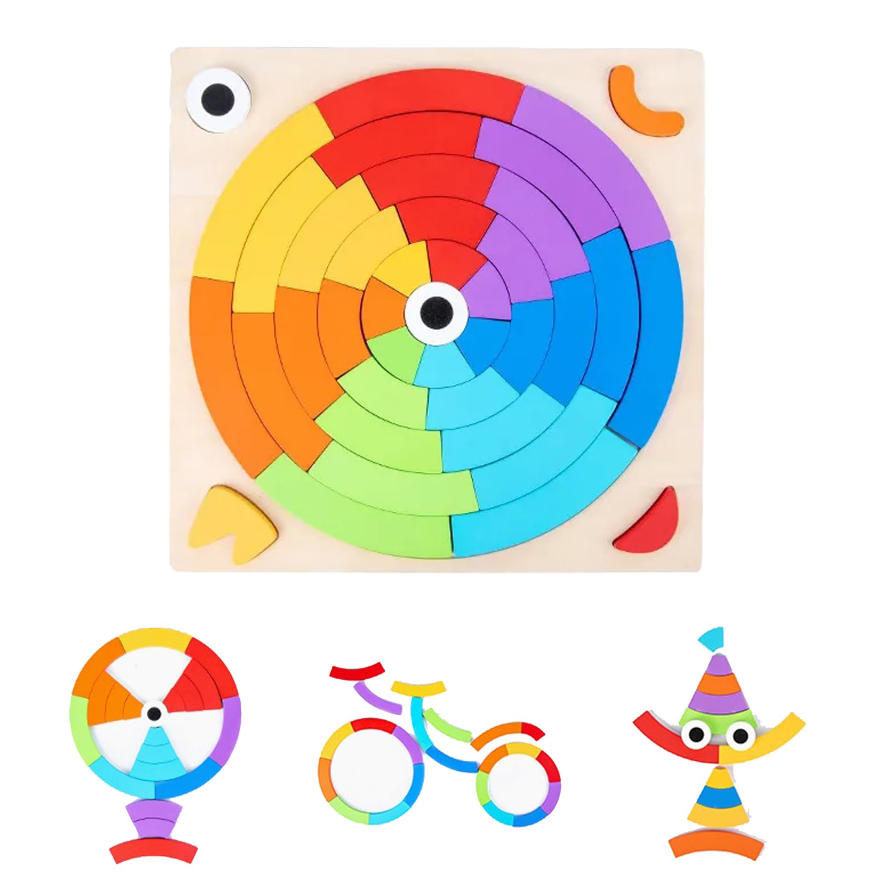 WISHKEY Wooden Rainbow Puzzle Learning Toy, Intelligence Brain Teaser Puzzle with 40 Puzzle Pieces and 30 Designs, Interactive Game Educational Toys for Kids, Multicolour, 3+ Years (Pack of 1) (B0CD49FNNC) Amazon Price History, Amazon Price Tracker