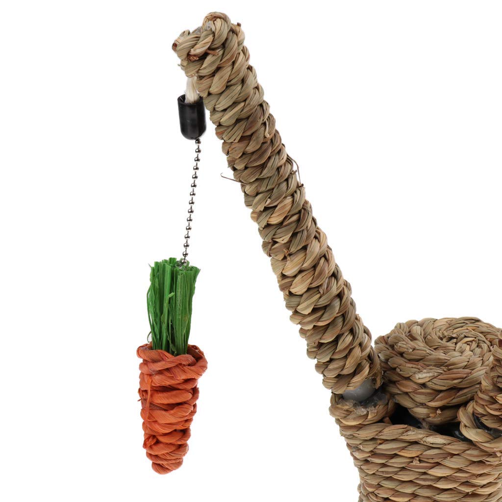 Litewoo Haustier Kletterbaum Spielzeug Rattan Gras Kratzbaum Häschen Spielzeug Klettergerüst Aktivitätszentrum mit Karotte für Katze Kaninchen Hamster Kleintierspielzeug
