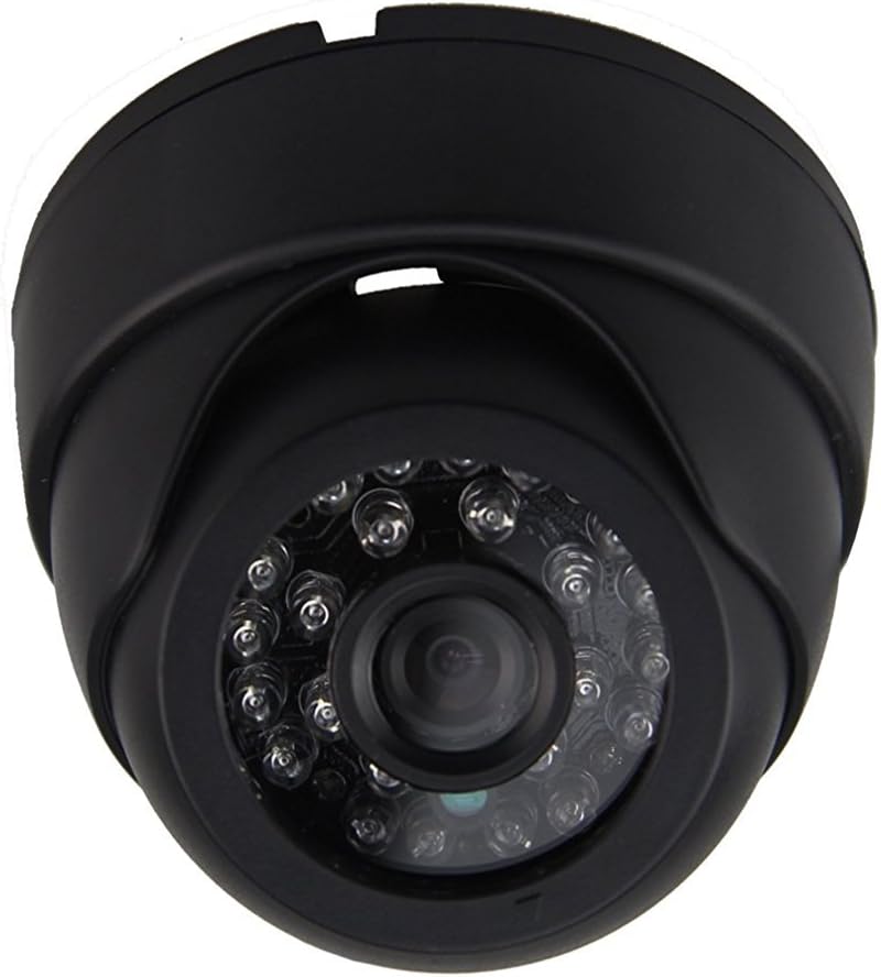 Auto Rover 1000TVL High Resolution Indoor CCTV Home Surveillance Camera, 24PCS LEDs IR Cut CCD Dome Audio Security Camera with 4P Aviation Connector, Plastic Casing Black DC9-36V