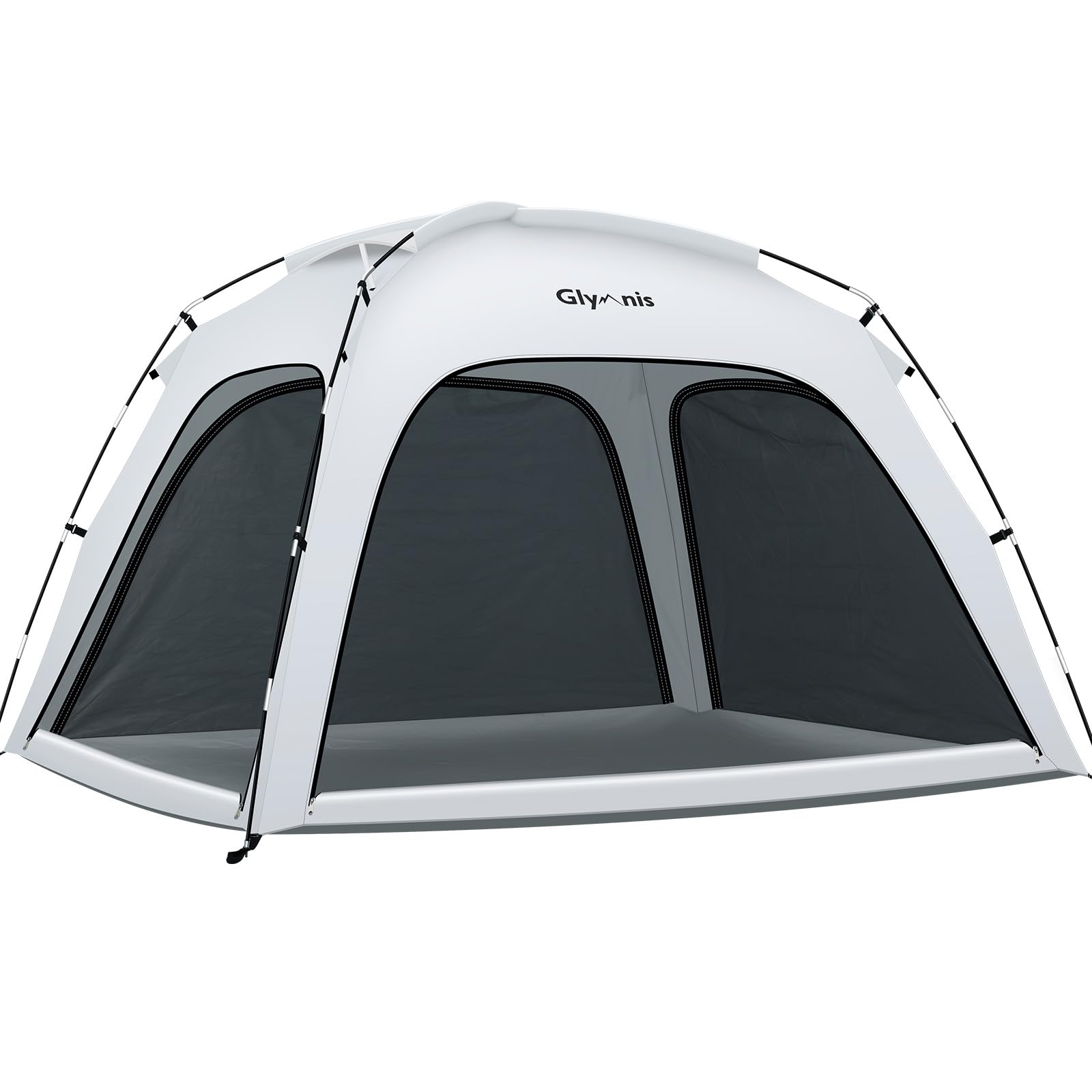 Glymnis Tienda de Playa, Refugio Playa para 3-4 Personas, Carpa de Playa con 4 Puertas con Cremallera, 4 Ventanas Ventiladas, Protección UPF 50+, para Playa Parque Pescar