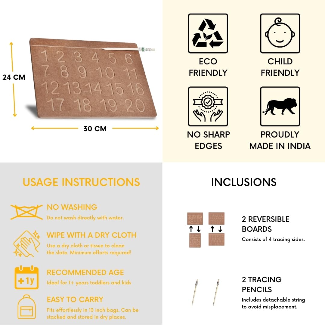 CRYA Telugu Educational Tracing Wooden Board for Kids | Handwriting, Counting and Learning Montessori Slates | Reversible Set of 2 Puzzles (Telugu, Cursive English and Numbers) 3
