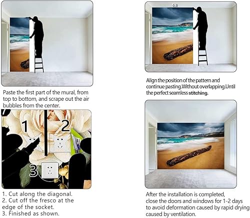 Miniatura 4 de Papel tapiz grande de madera flotante para decoración de pared decorativa para sala de estar, fácil de cortar (W) 40 pulgadas X (H) 31.5 pulgadas