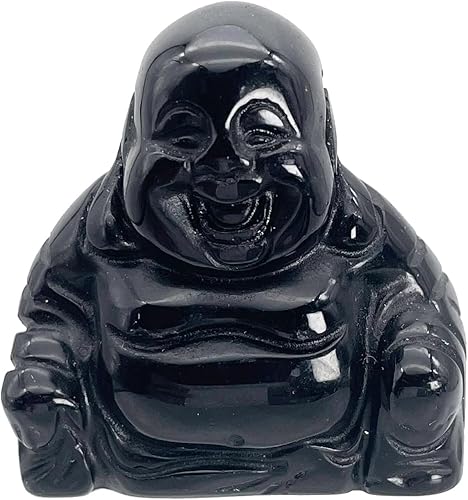 Vista 23 de Estatua de Buda feliz de Maitreya de piedra tallada a mano, escultura de bolsillo de cristal curativo, decoración de 1.5 pulgadas de alto