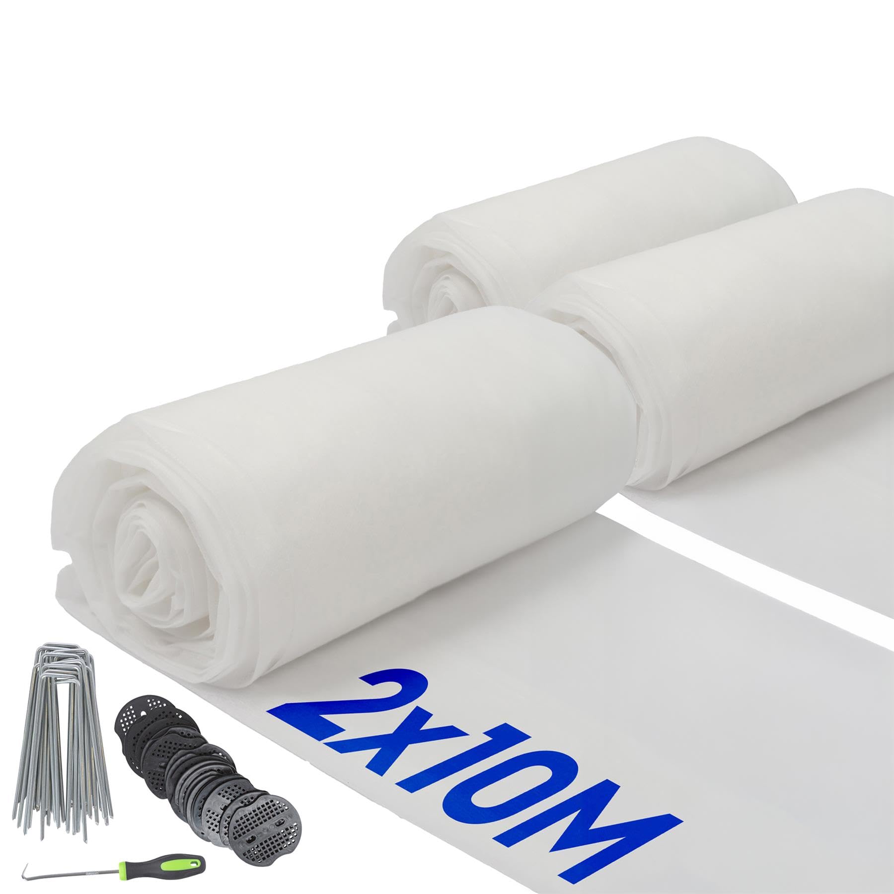 Harbour Housewares 30gsm Toison Végétale Antigel Set avec Piquets & Plaques - 2M x 30M (3 Rouleaux) - Blanc - Horticole Hiver Envelopper Couverture Protecteur Filets pour Plein Air Jardin Plantes