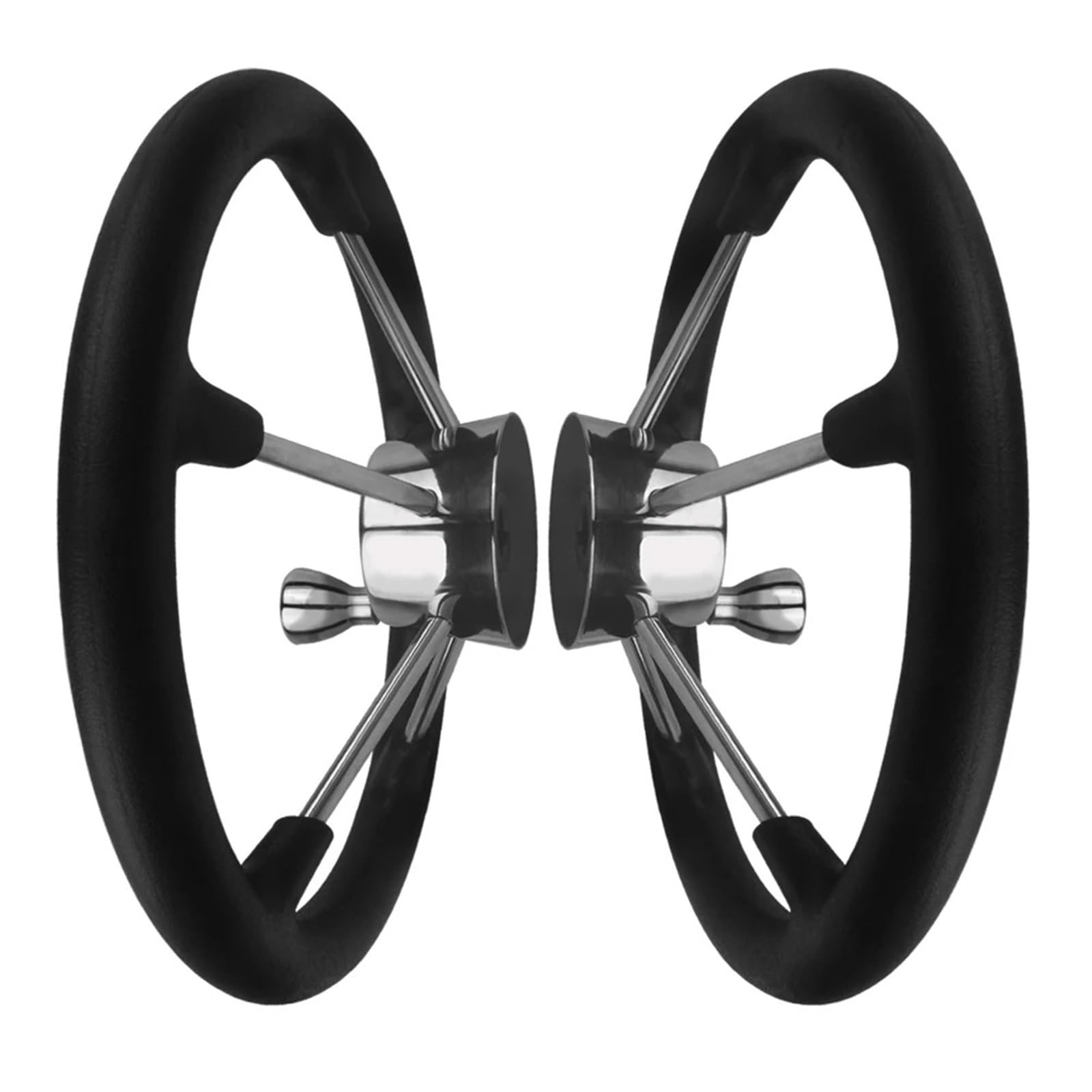 Steuerrad für Schiffe Bootszubehör Marine 13-1/2 Zoll Edelstahl 5-Speichen-Zerstörer-Lenkrad mit schwarzem Schaumstoffgriff und Knopf für Boote