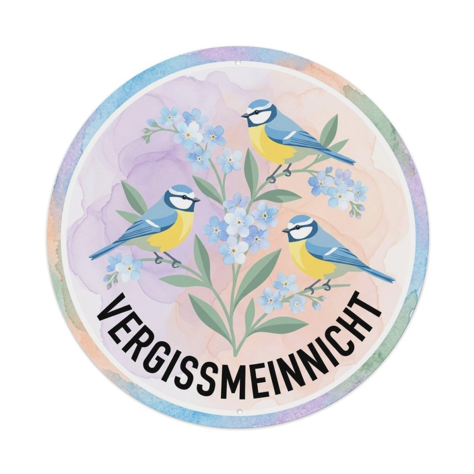 Vergissmeinnicht Bird Floral Slogan Myosotis Bouquet Metal Tin Sign