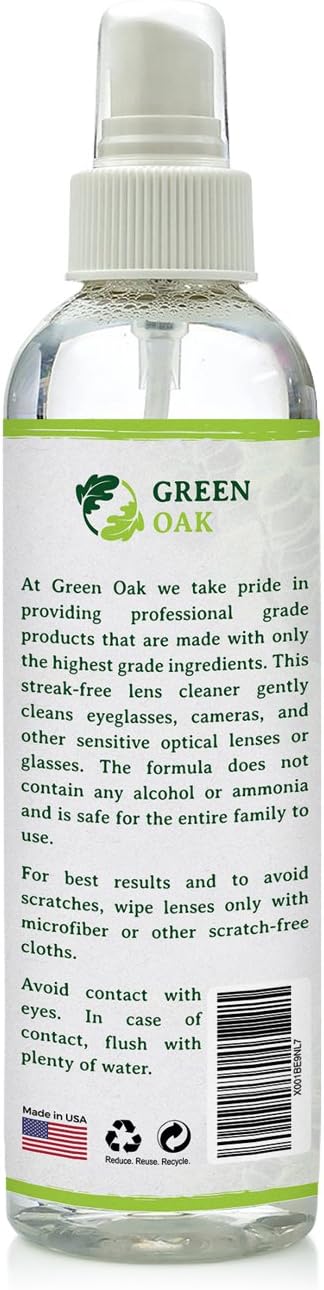 Green Oak Lens Cleaner Spray Kit – Professional Lens Cleaner Spray with Microfiber Cloths – Best for Eyeglasses, Cameras, and Lenses - Safely Cleans Fingerprints, Dust, Oil (2oz Travel Pack)