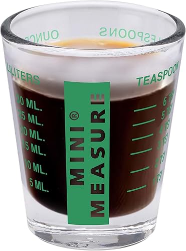 Miniatura 4 de Kolder Mini medida de vidrio pesado, 20 medidas incrementales multiusos líquido y seco, vaso de chupito, verde, juego de 2