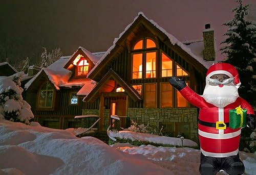 Figura inflable de Papá Noel de 6 pies para decoración de Navidad (Papá Noel inflable negro de 6 pies)