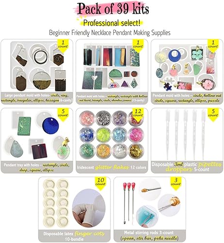 Miniatura 2 de FUNSHOWCASE Molde de silicona epoxi con agujero para joyería collar llavero lote