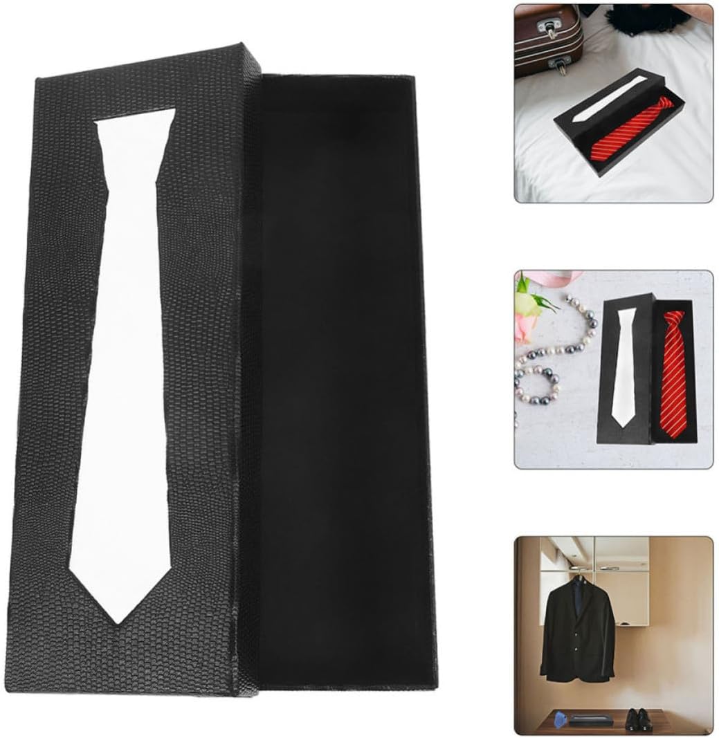 2pcs Black Snake Texture Tie Box for Men, Gift Ready Storage