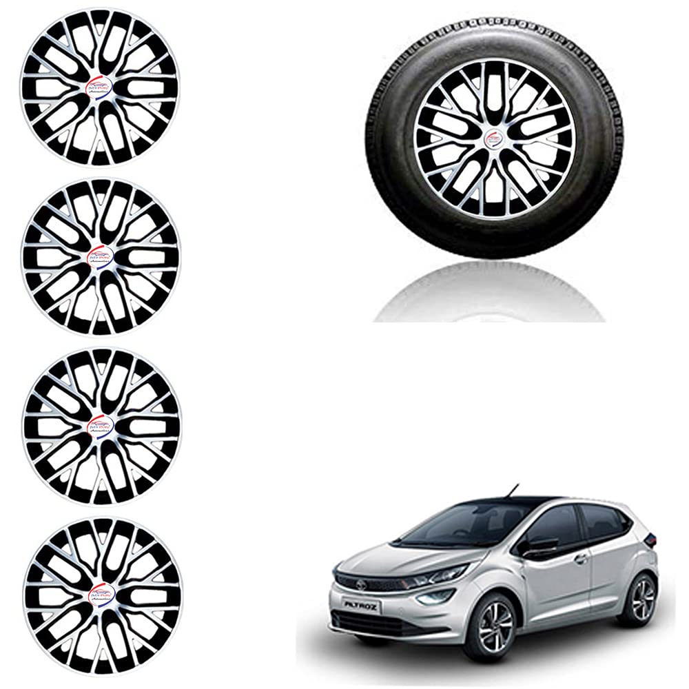 Auto Pearl Car Silver Black Wheel Cover Caps 14" inches Press Type Fitting for -Altroz