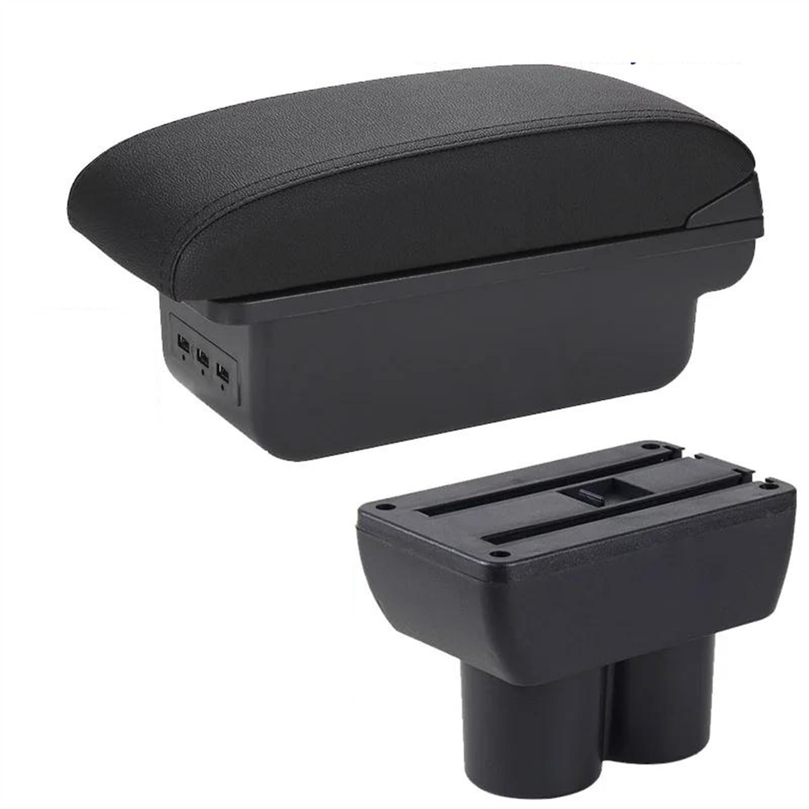 NMJLQW Storage Rack Car Center Console Storage Box Multifunctional Armrest Storage Box Interior Accessories For Jimny JB23 JB43 1999-2017(B2 Black line 3USB)