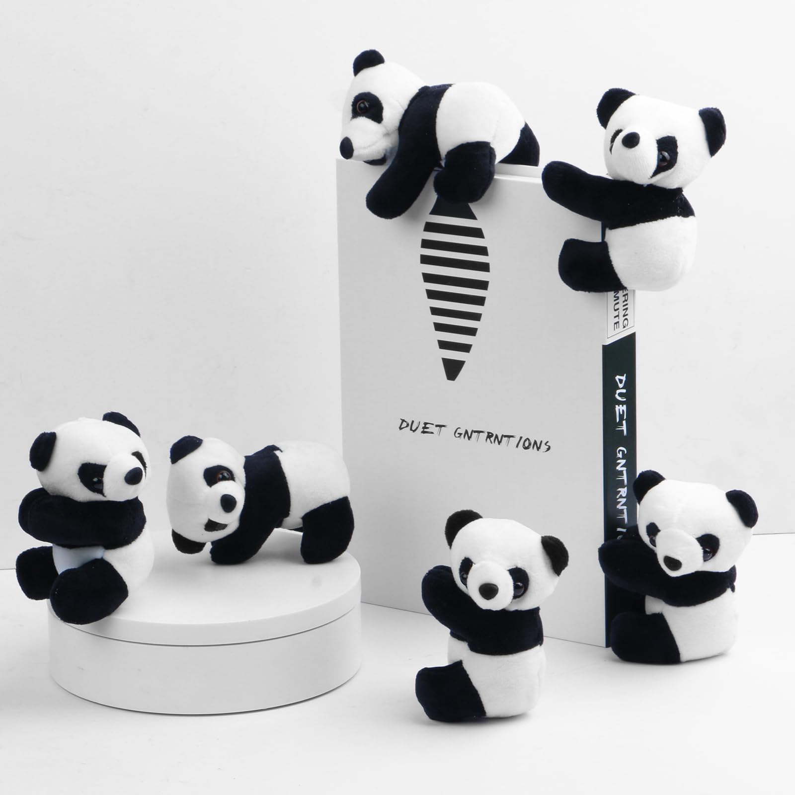 Westhood 6 Pcs Panda Party Favors Panda Birthday Decorations Mini Panda Plush Small Cute Finger Panda Dolls Mini Panda Gifs Panda Pinata Toys Stress Relief Toys with Innovative Clamp Design