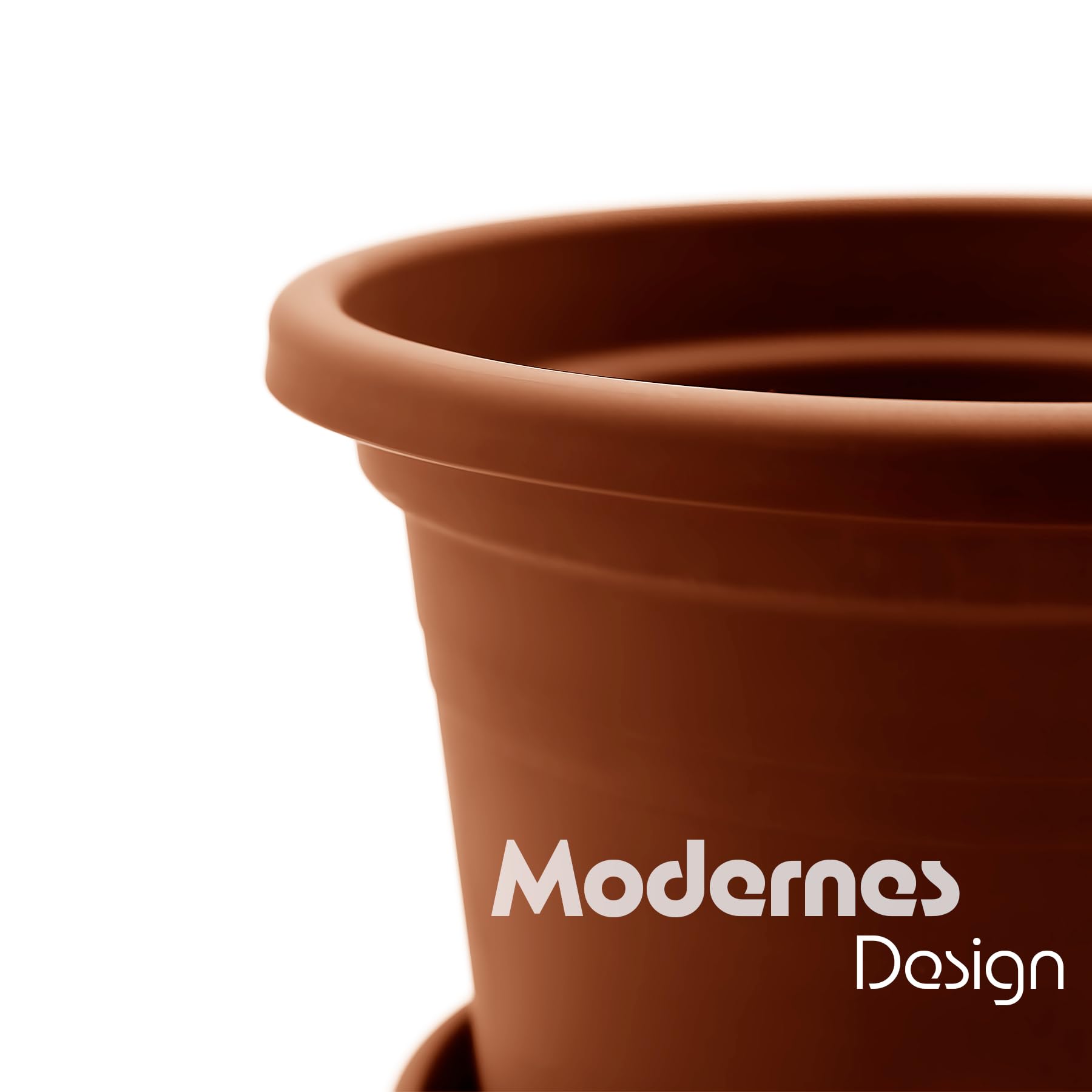 BigDean Lot de 8 pots de fleurs ronds avec soucoupe, diamètre : 40 cm, terre cuite, résistants aux intempéries, fabriqués en Europe