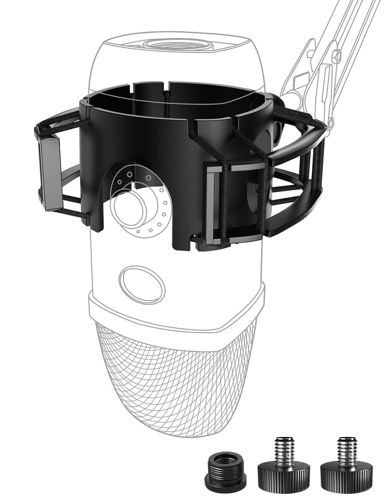 Soporte para micrófono Blue Yeti X Shock Mount 2025 con suspensión antivibración, soporte elástico para micrófonos con adaptador de tornillo compatible con micrófono Yeti X