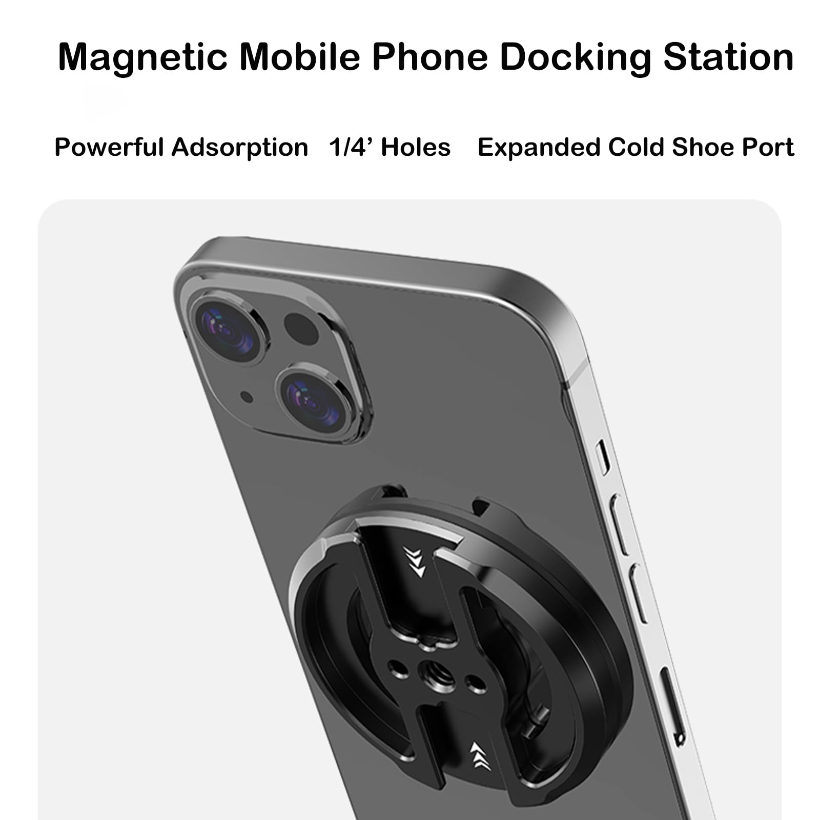 Magnetyczny uchwyt na statyw do telefonu MagSafe iPhone 16 15 14 13 12 Plus Pro Max wszystkie serie i więcej z otworami 1/4 cala i zimną stopką