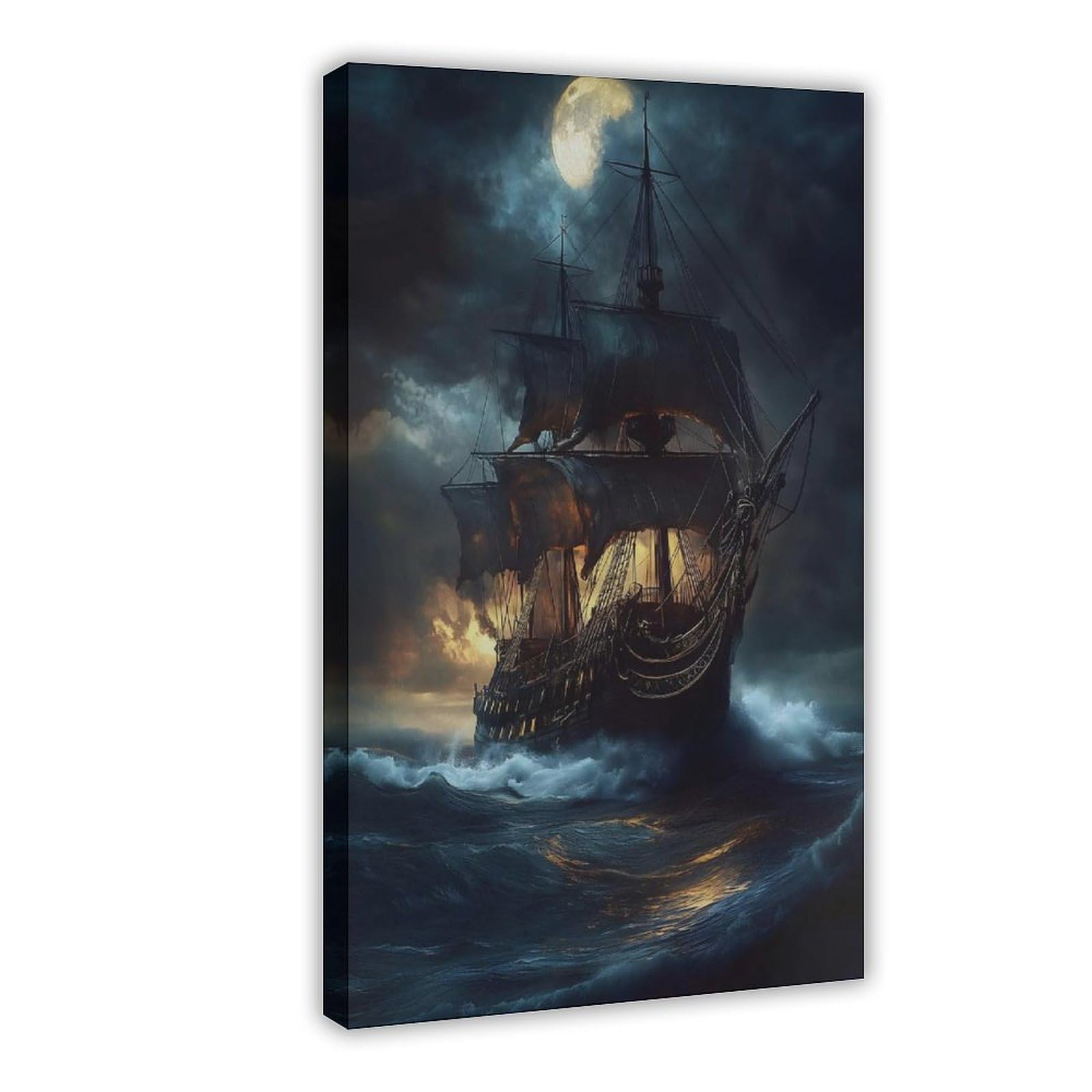 Bareronor Pirate Ship Poster Canvas Poster Bedroom Decor Landscape Office Room Decor Gift 20" L X 30" W