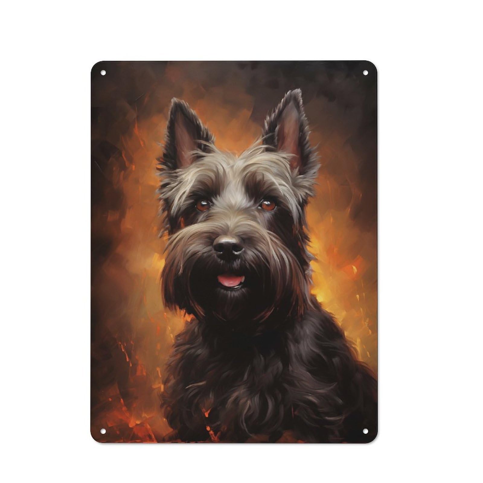 Junmoney Style-7 Vintage Tin Sign 40X30cm With Black Scottish Terrier Portrait For Garage Or Workshop, For Vintage Wall Decor Fans, For Garage And Workshop Walls