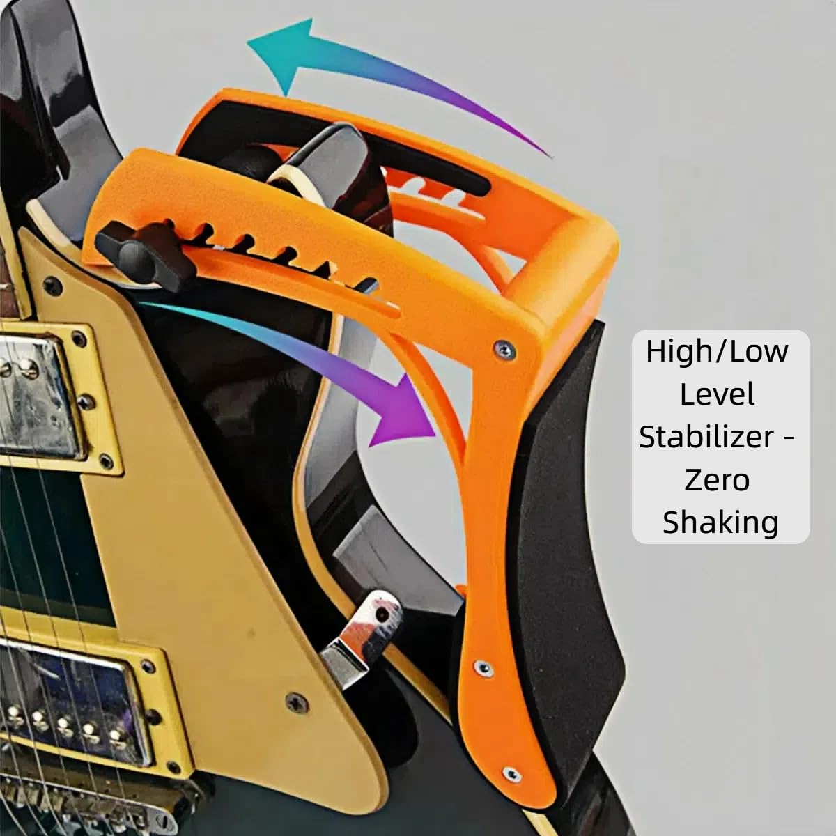 Repose-pieds de guitare - Largeur réglable - Pour guitare électrique, classique et acoustique - Pour homme - Orange