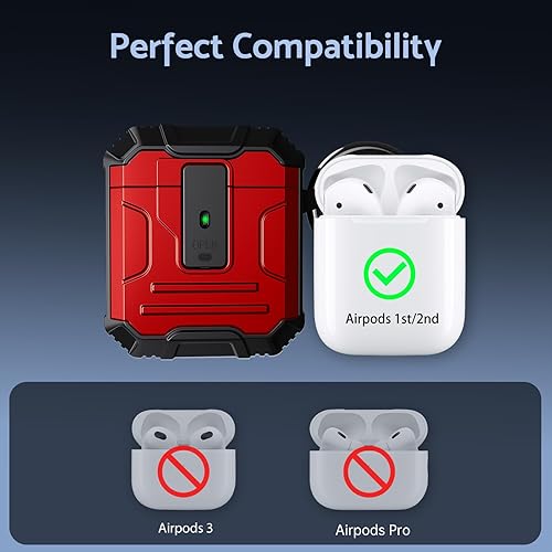Miniatura 7 de DASFOND Armor Cover - Funda para AirPods de 2 y 1 generación, cuerpo completo, protección a prueba de golpes, soporte de carga inalámbrica con