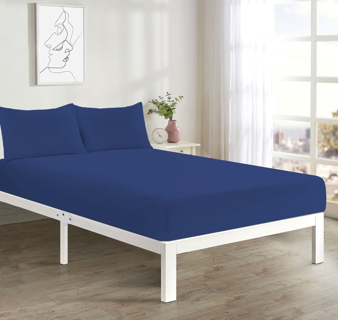 PARADISE STAR Flat Bed Sheet – Poly Cotton Percale Easy Care Bedding Sheet, Soft Breathable Durable Top Sheet for Bed (Royal Blue, Single) — image 1
