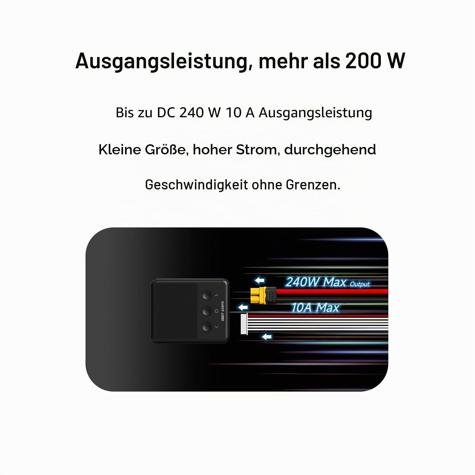 ISDT 608PD Lipo Ladegerät, 240W/10A USB C 140W/5A Smart Digital Balance Entladung für RC Batterien - LiFe/Lilon/LiPo/LiHV (1-6S), NiMH (1-16S), Pb (1-12S)