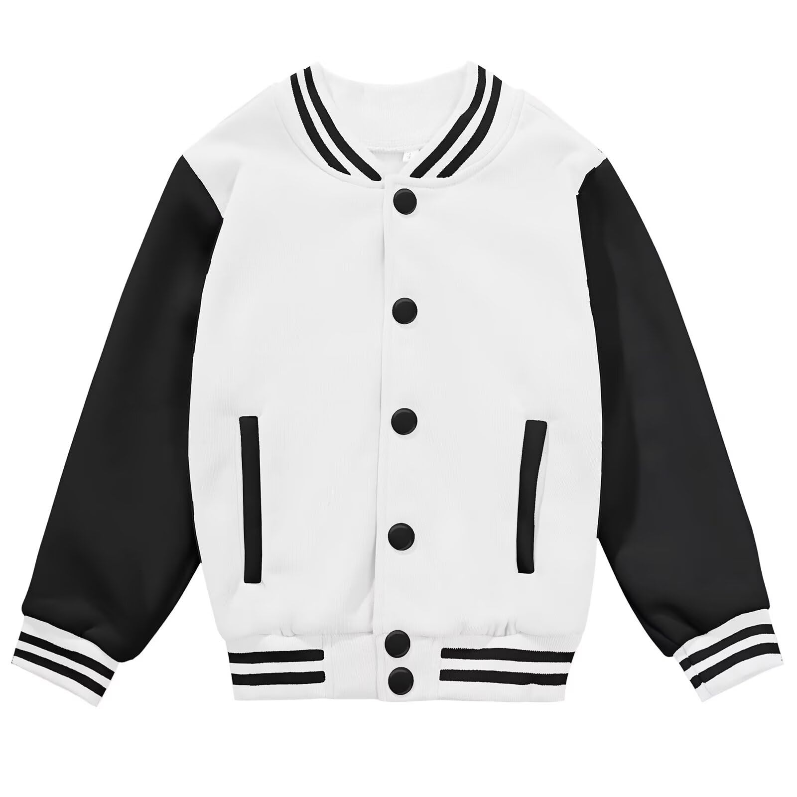 Kids Varsity Baseball Jacket Girls Boys Lightweight Cardigan Sweats Varsity Sport Team Uniforms School Coat with Pocket