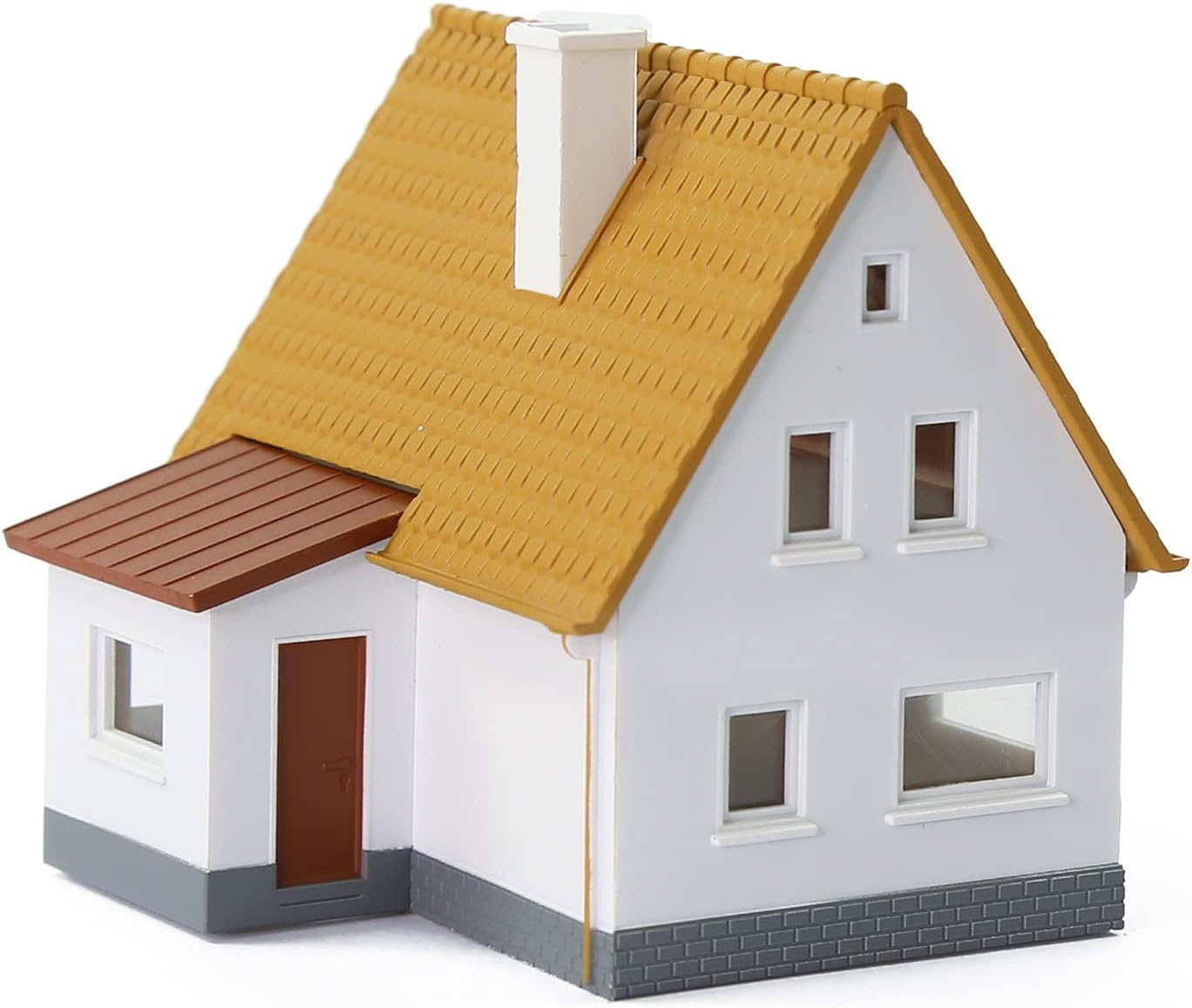 Evemodel 1pc N Gauge 1:150 Model Village House Pre-built Building Layout (Yellow)