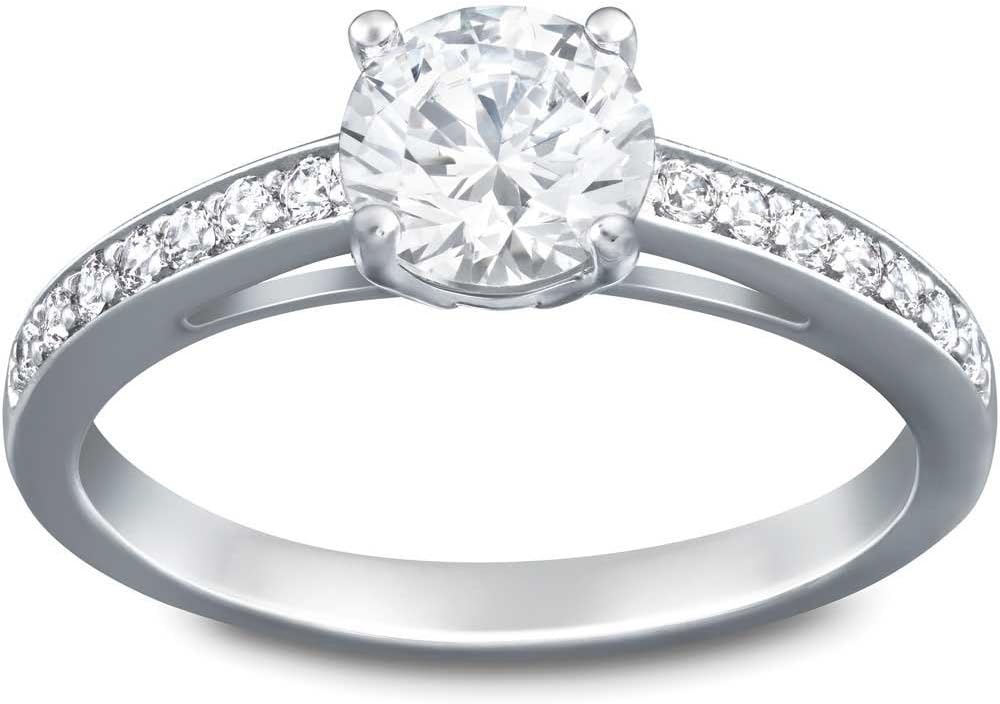 Swarovski Attract Round Ring Jewelry Collection, Rhodium Finish, Clear Crystals
