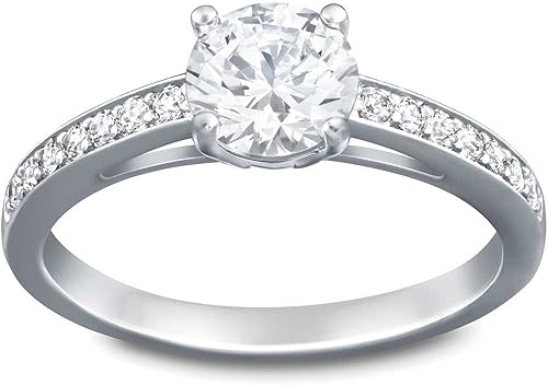 Swarovski Colección de joyas de anillos redondos de atracción acabado rodio cristales transparentes