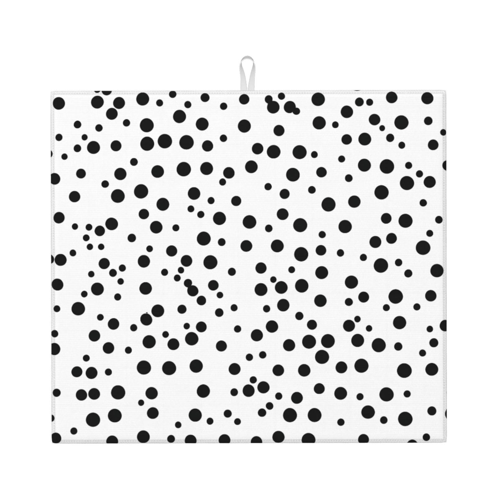 Yyhwhjde Black And White Polka Dot Prints Kitchen Drying Mat – Absorbent Dish Throw For Countertop, Non-Slip Layer With Vibrant Prints, Ideal For Housewarming