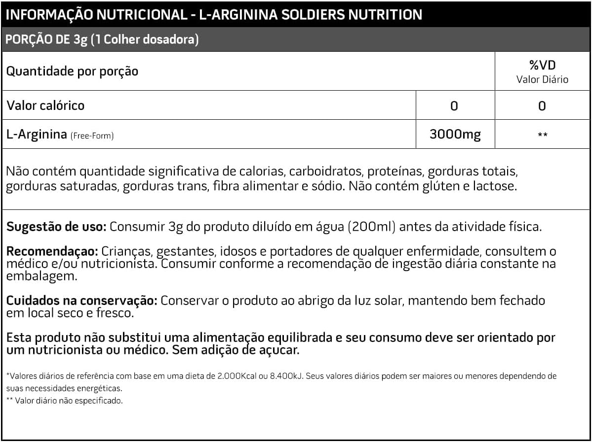 Soldiers Nutrition Arginina 500g