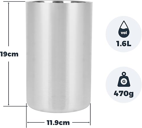 Miniatura 3 de Cubo enfriador de vino, paquete de 4, enfriador de vino para botellas, enfriador de champán cubo de hielo de doble pared de acero inoxidable para