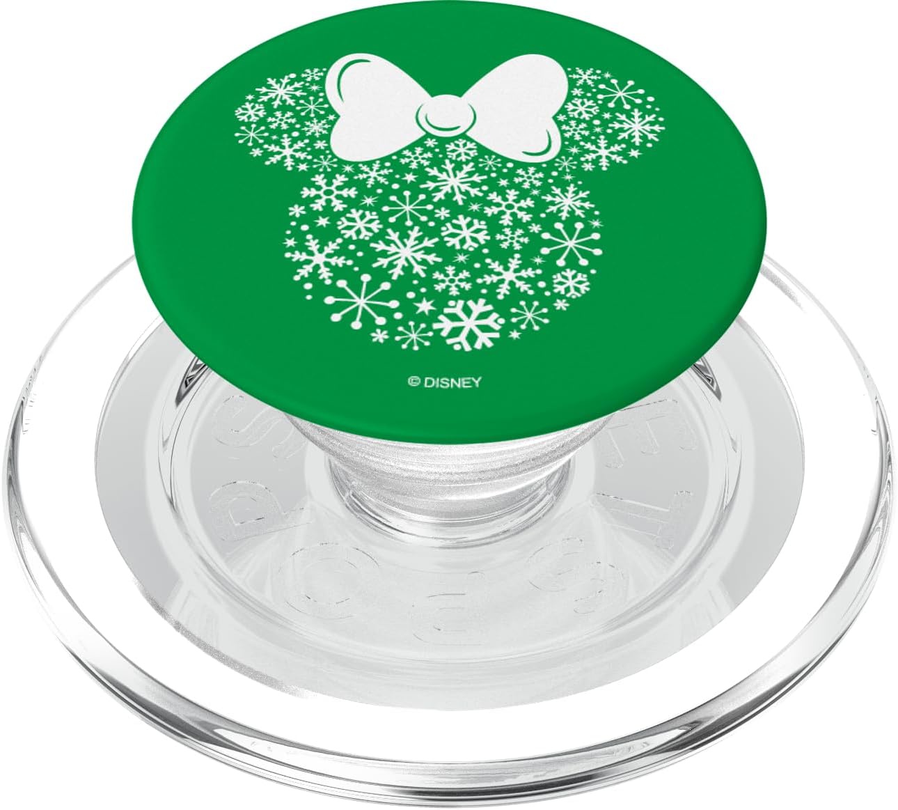 Disney Minnie Mouse Icon Holiday Snowflakes Green Background PopSockets MagSafe PopGrip for iPhone
