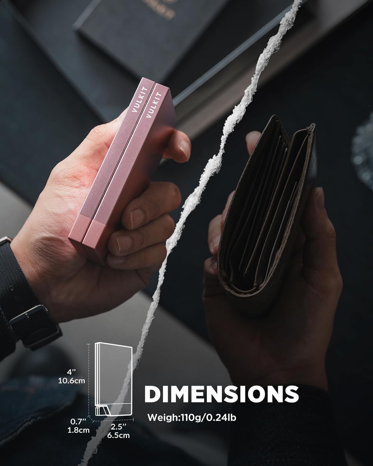 VULKIT Women's Double Sided Pop Up Credit Card Holder, Slim Twin Push Button Ejection Wallet Holder with RFID Blocking, Aluminium Alloy Frame Metal Card Case, Holds 12-16 Cards (Rose Gold) - Image 3