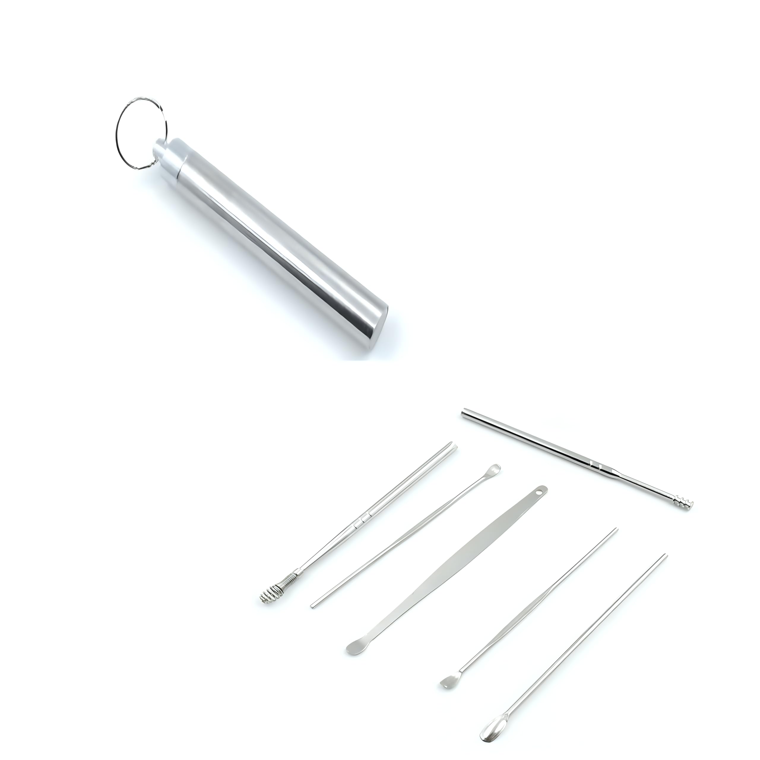OblivionOblivion 6Pcs Ear wax Removal Kit With Keychain Holder | Ear Cleansing Tool Set | Ear Curette Ear Wax Remover Tool for Outdoor Camping Travel Picnic (6 Pc)