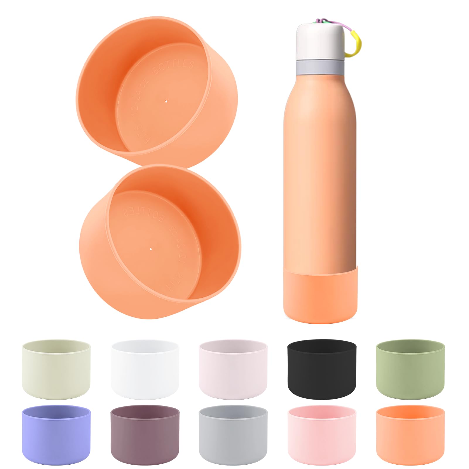 BKBY 2pcs Silicone Boot Compatible with Owala FreeSip Twist 24oz, Anti-Slip & Anti-Scratches Protective Sleeve Bottom Cover for Owala FreeSip Twist Water Bottle (Peachy Keen) — image 1