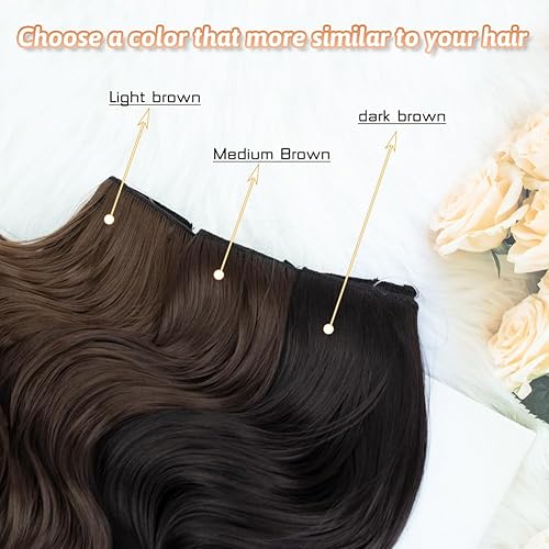 Miniatura 5 de Extensiones de cabello con clip, extensiones de cabello invisible con alambre transparente, tamaño ajustable, 4 clips de seguridad, largo, ondulado,