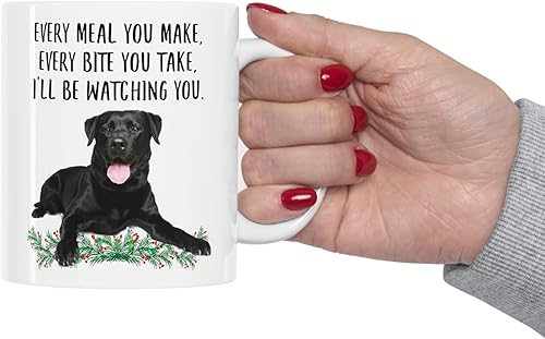 Miniatura 4 de Lovesout Funny Labrador Retriever - Taza de cerámica de 11 onzas con texto en inglés Every Meal You Make Every Bite You Take, regalo negro para