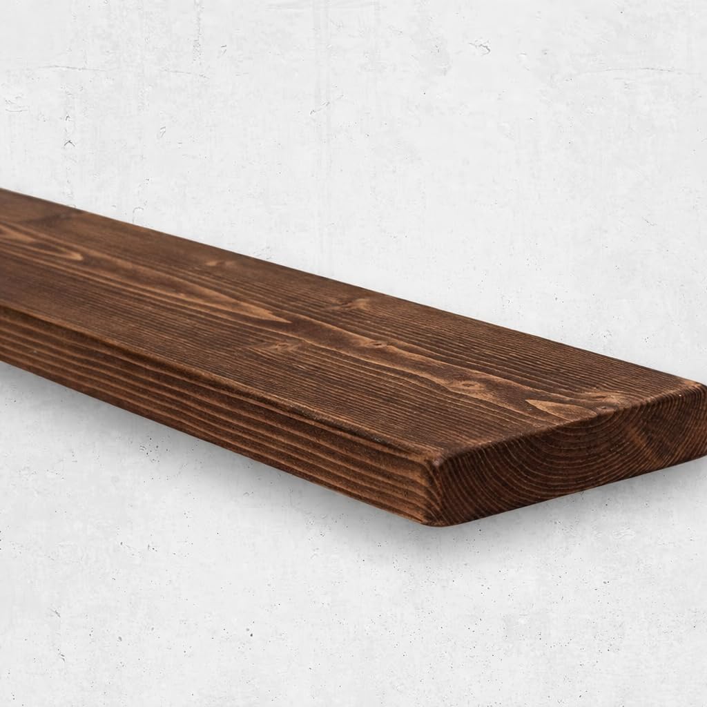 House Of Swann Rustic Floating Shelf, Solid Pine, 9 x 2 inches Wall Mounted, Rectangular, 1 Shelf (Dark Oak, 120 cm) โ image 1
