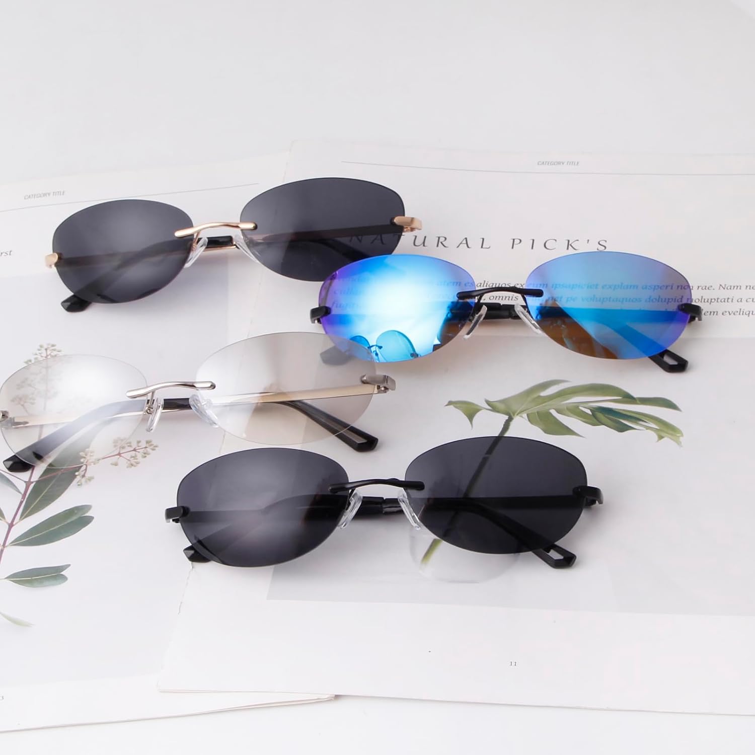 VIA LEECA Trendy Y2k Rimless Sunglasses for Women Men 90s Retro Oval Mirror Lens Shades Fashion Accessories - Image 6