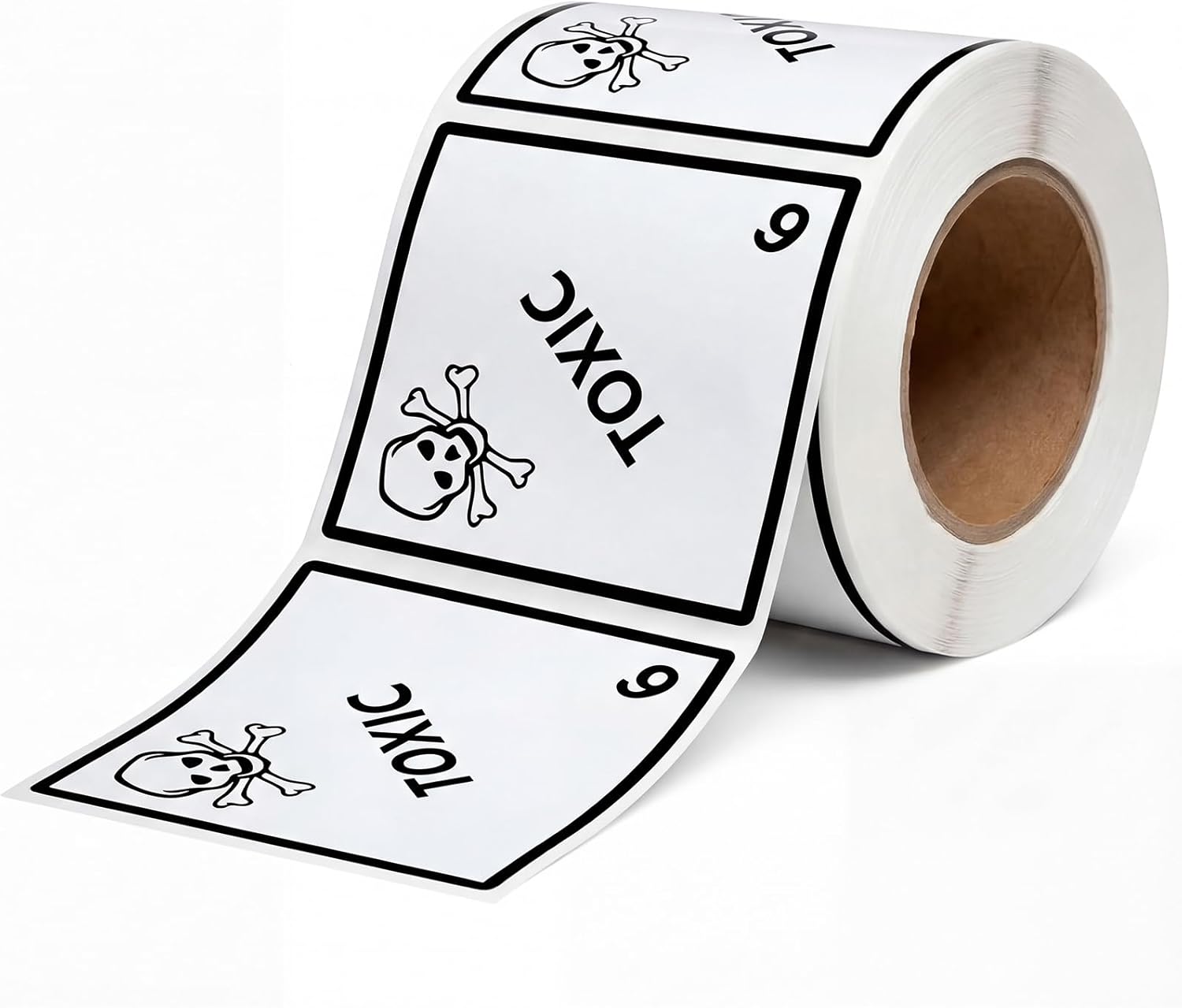 500 PCS Hazard Class 6 Toxic Labels - 4 x 4 Inch Square Poison Adhesive Labels for Industrial, Laboratory, Transportation